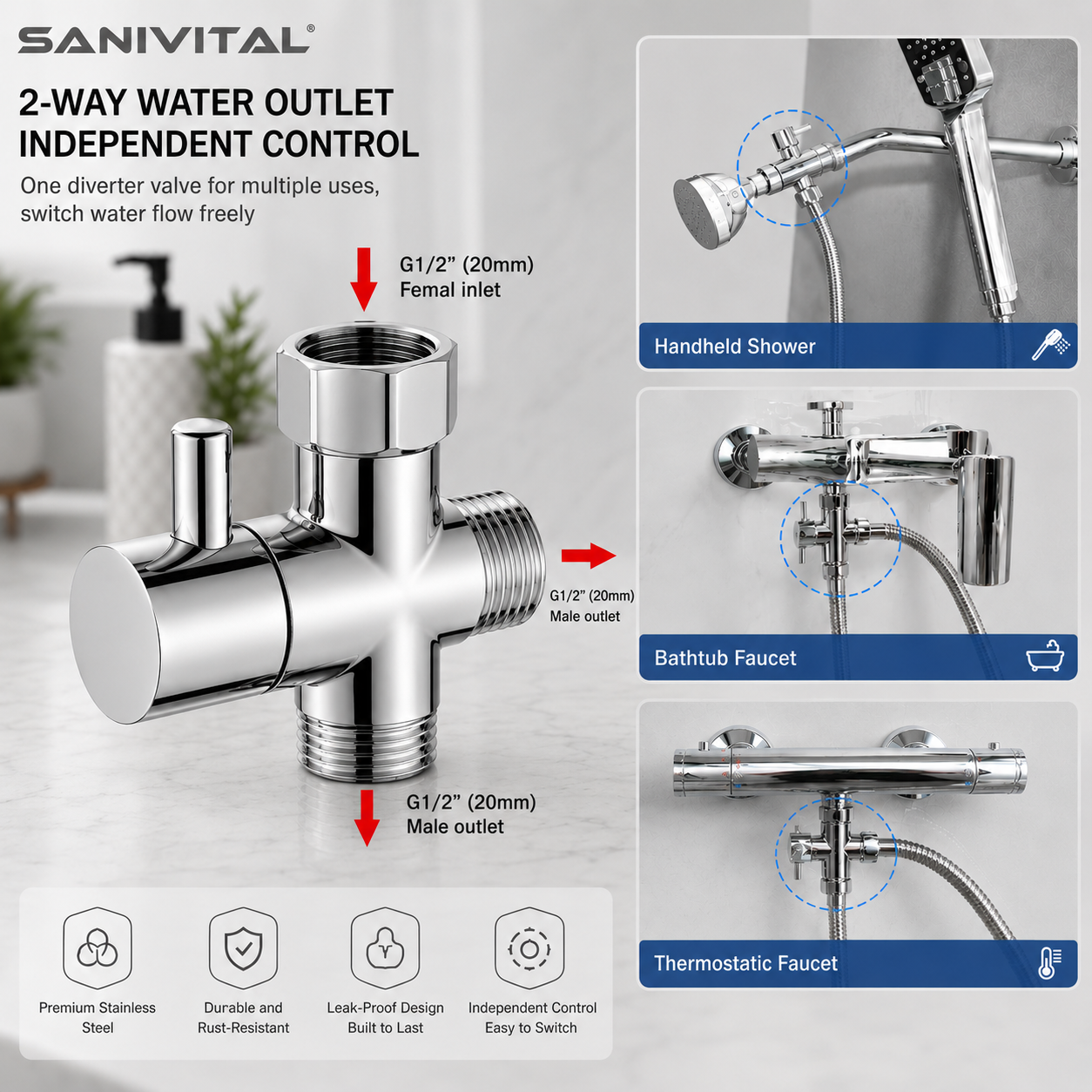 SANIVITAL 3-Way Shower Diverte - Shower Valve Cartridge ulasan dan harga