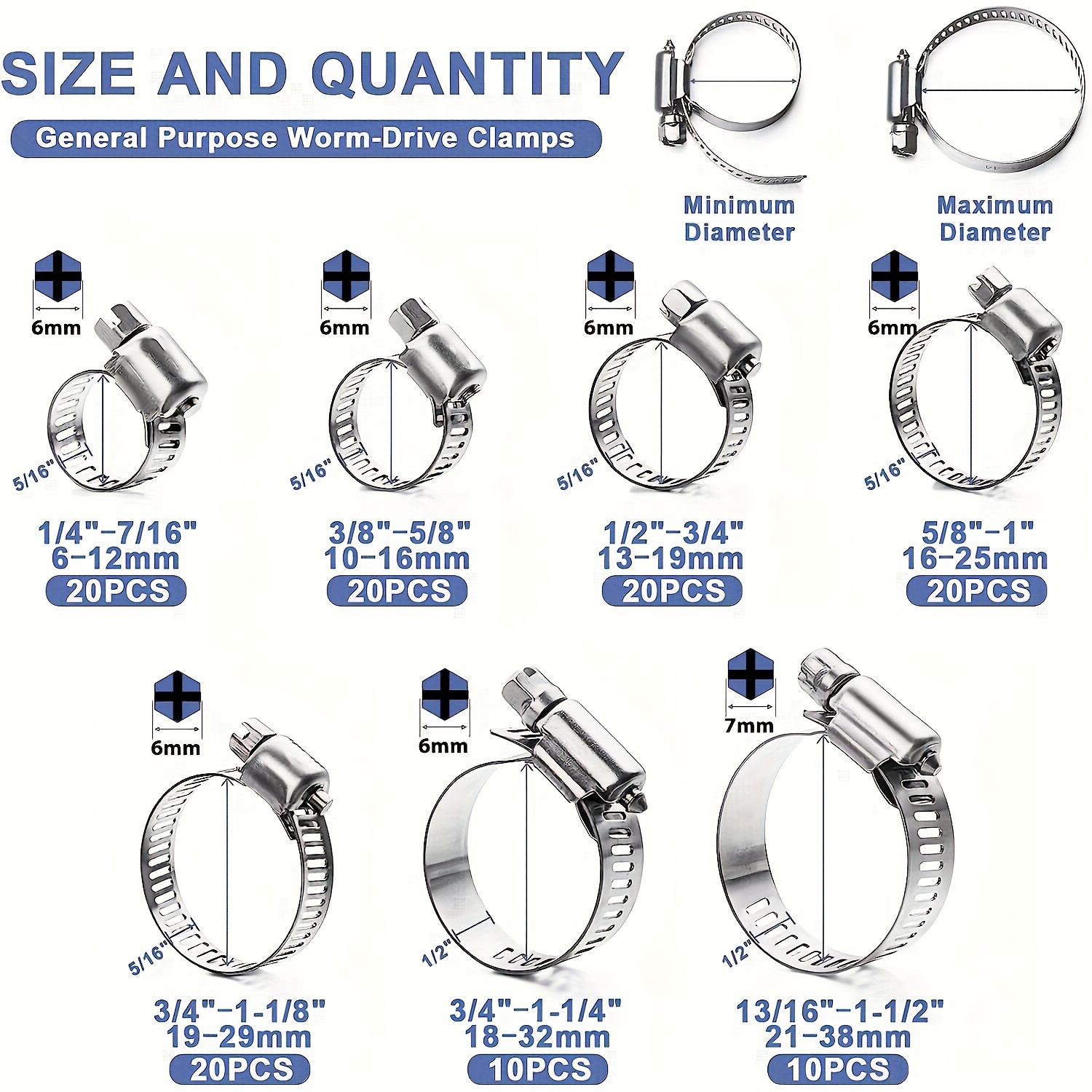 120pcs Stainless Steel Hose Cl - Drain Pipe Clip ulasan dan harga